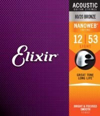 Elixir Bronze Acoustic Guitar Strings NANOWEB Light 12-53