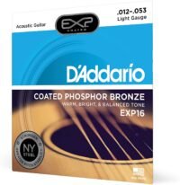 D’Addario EXP16 Coated Phosphor Bronze Acoustic Guitar Strings, Light, 12-53