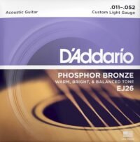 D'Addario Acoustic Guitar Strings EJ26 , Phosphor Bronze, Custom Light 11-52